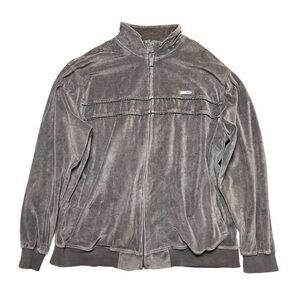 South Pole Mens Full Zip Track Jacket Brown Velour Y2K 90s Vintage Soft XXL